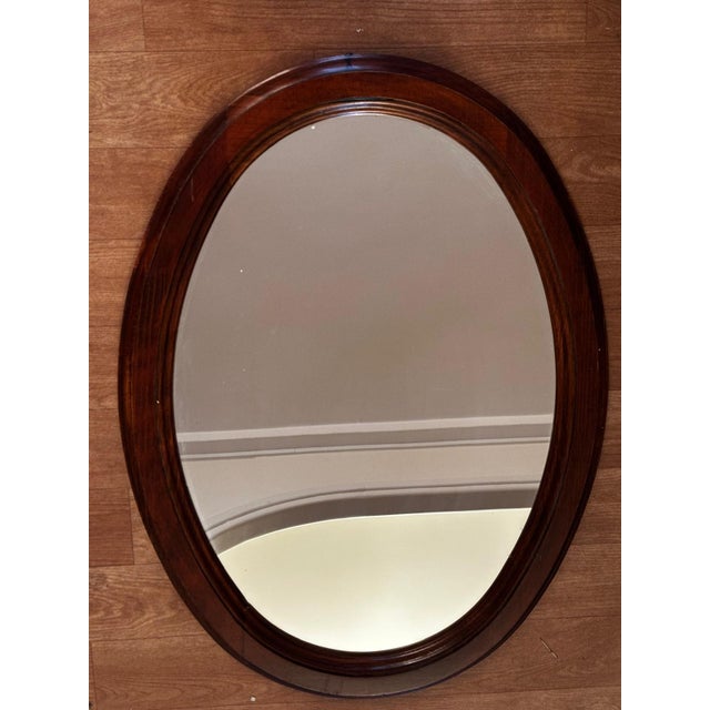 Vintage Oval Mirror in Stained Wood, 1970s For Sale - Image 14 of 17