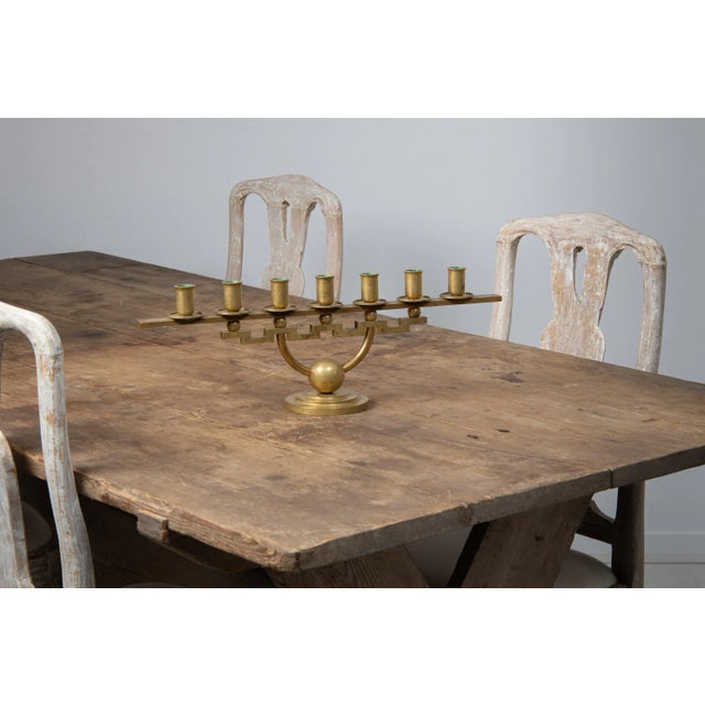 Scandinavian Modern Geometric Brass Candlestick Holder from Lars Holmström For Sale - Image 6 of 7