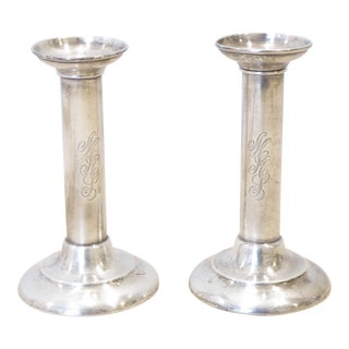 Vintage English Sterling Silver Candlesticks - a Pair For Sale