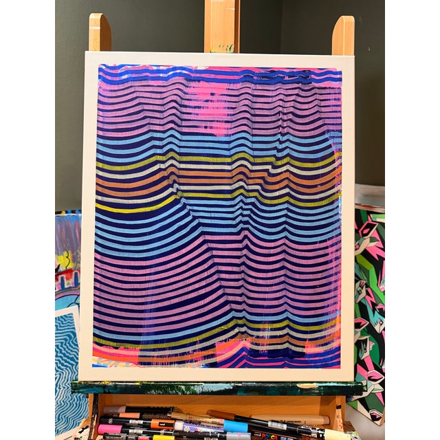 Mid-Century Modern Painting Original Modern Op Art For Sale - Image 3 of 3