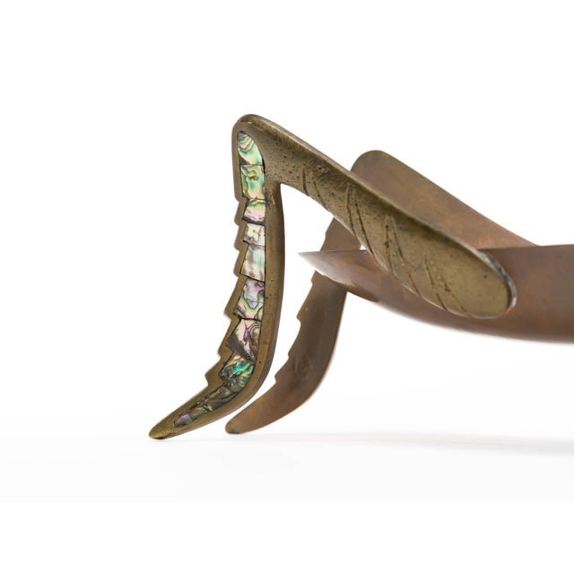 Mexican Copper Brass and Abalone Grasshopper Centerpiece Sculpture For Sale - Image 4 of 11