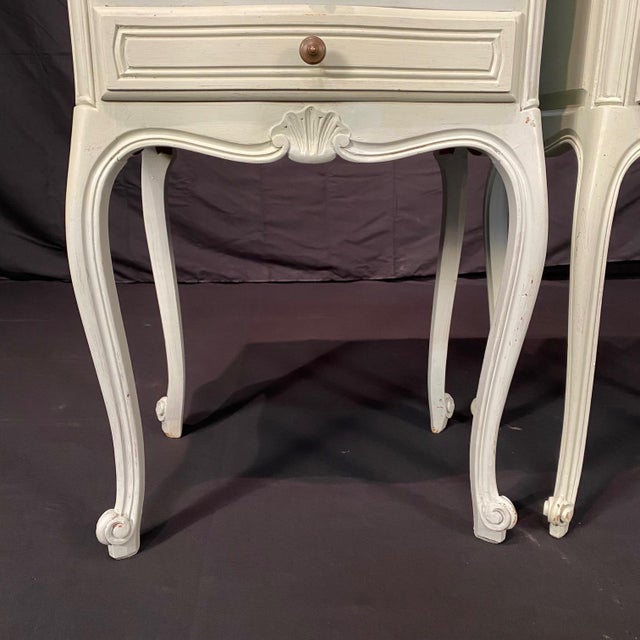 Antique French Painted 3 Drawer Louis XV Night Stands -a Pair For Sale - Image 13 of 13