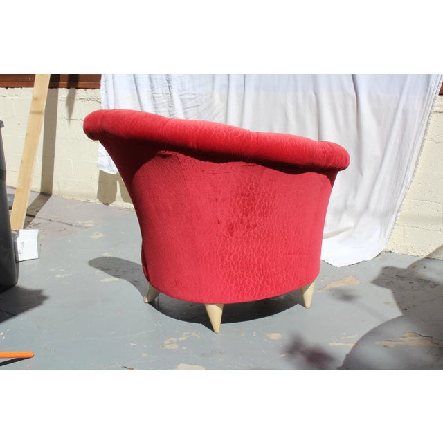Modern Hollywood Regency Grosfeld House Ruby Red Lounge Chair For Sale - Image 3 of 5