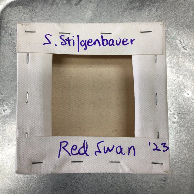 Contemporary “Red Swan” Original Abstract Acrylic Painting on Stretched Canvas For Sale - Image 3 of 3