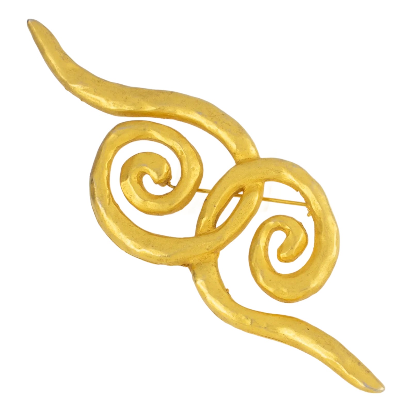 Edouard Rambaud Gilded Metal Large Brooch | Chairish