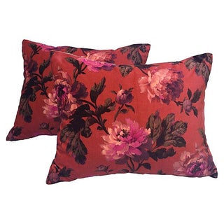House of Hackney Floral Velvet Pillows - A Pair For Sale