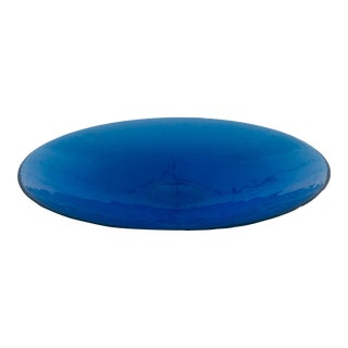 Large Murano Effetre Cobalt Art Glass Bowl Platter Made in Italy For Sale