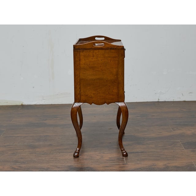 French Louis XV Walnut Nightstand with Tray Top and Hoof Feet, 19th Century For Sale - Image 10 of 12