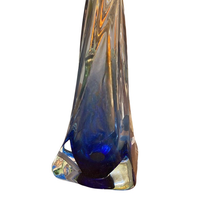 Vintage Blue Lamp from Val Saint Lambert, 1960s For Sale - Image 4 of 5