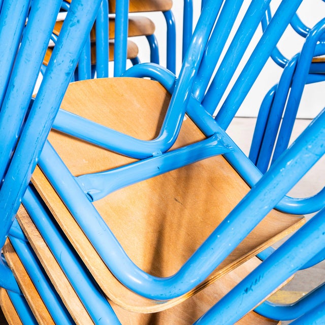 Wood Blue Simple Stacking Dining Chair from Mullca, 1960s For Sale - Image 7 of 13