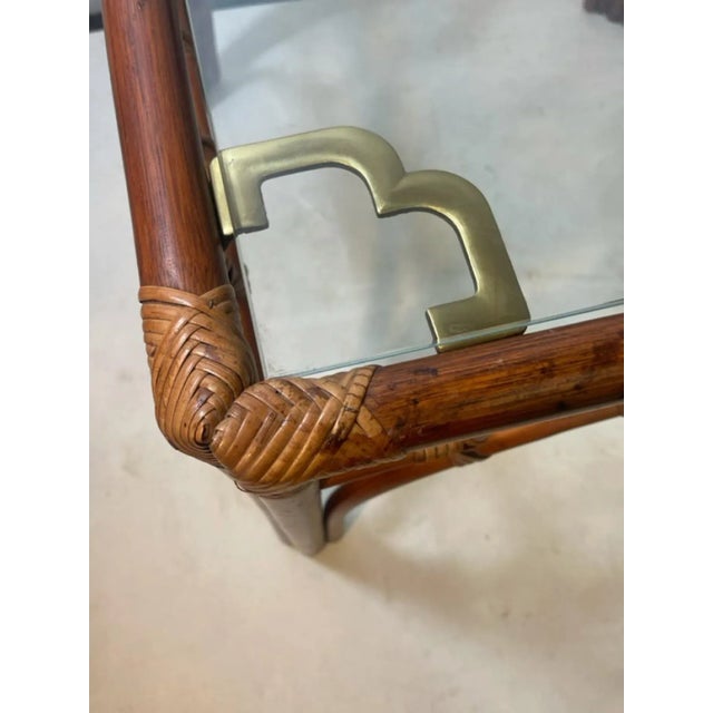 1970s High Style Bamboo, Rattan & Brass End Tables - A Pair For Sale - Image 9 of 11