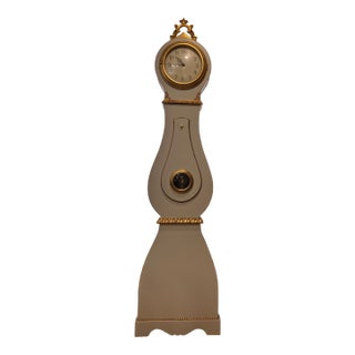 Vintage Swedish Mora Longcase Clock, Gustavian Style, Cream & Gilt For Sale