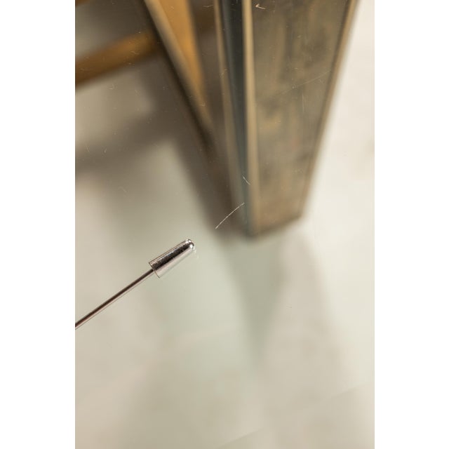 Mid-Century Modern Acid-Etched Brass Desk / Dining Table With Glass Top Attributed to Bernhard Rohne for Mastercraft, Usa, C. 1970s For Sale - Image 17 of 18