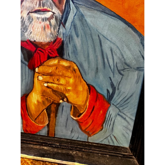 Wood 1970s Vincent Van Gogh Style Painting of "Portrait of Patience Escalier"ier" For Sale - Image 7 of 7