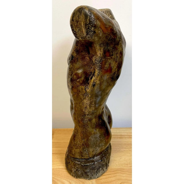 Mid 20th Century French Modern Bronzed Plaster Sculpture of a Male Nude Torso For Sale - Image 9 of 13