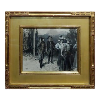 19th Century "Group of Gentlemen Meet a Group of Ladies" Painting by William Thomas Smedley For Sale