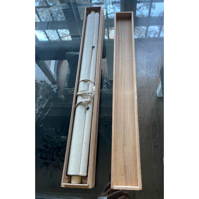 Japanese Antique Japanese Ink Hanging Scroll Hidaka Tetsuo with Wood Storage Box For Sale - Image 3 of 13
