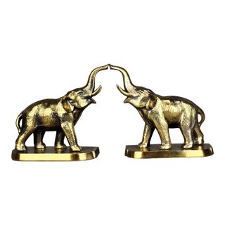 Art Deco Cast Metal Elephant Bookends Set of 2 For Sale