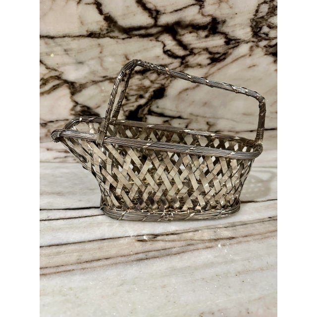 French Silver Hand Weaved Wine Bottle Holder For Sale - Image 3 of 4