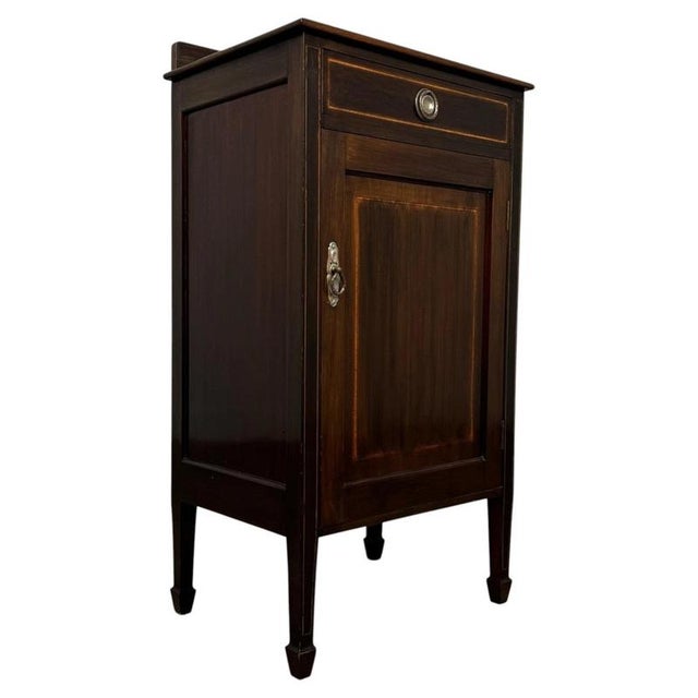 Antique Early 20th Century English Inlaid Mahogany Cabinet For Sale - Image 3 of 13