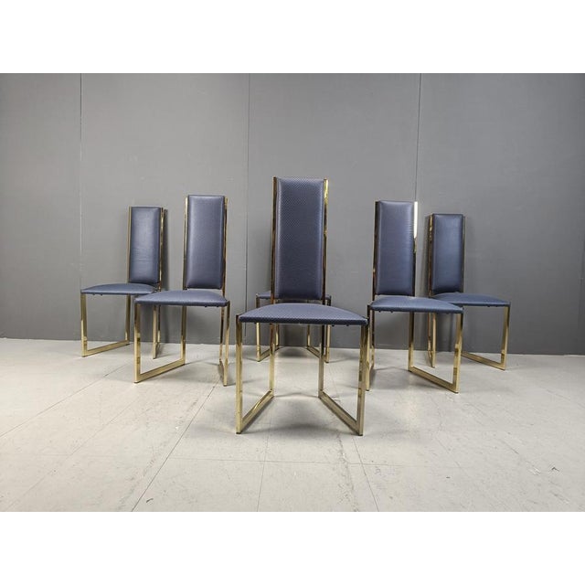 Vintage Brass Dining Chairs, 1970s, Set of 6 For Sale - Image 4 of 11