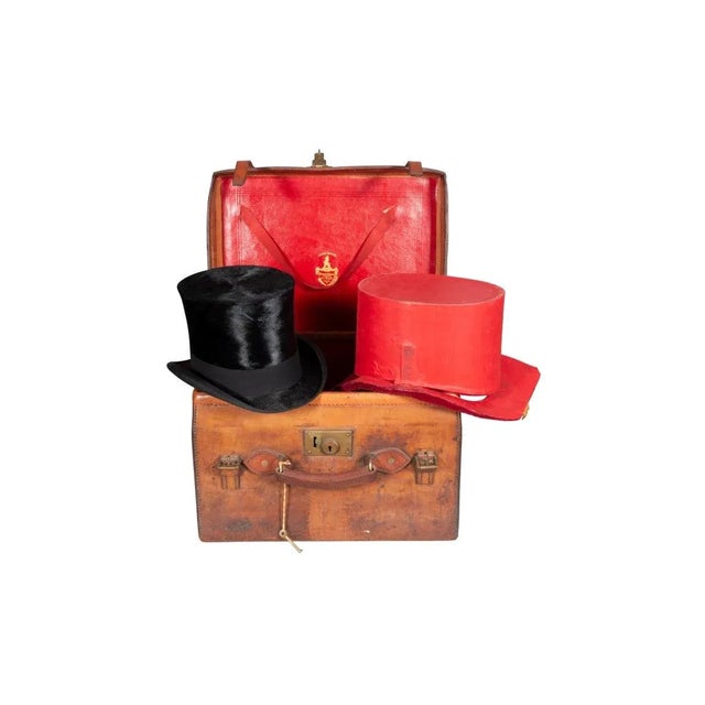 Edwardian Leather Hat Box by Herbert Johnson of London For Sale - Image 9 of 13