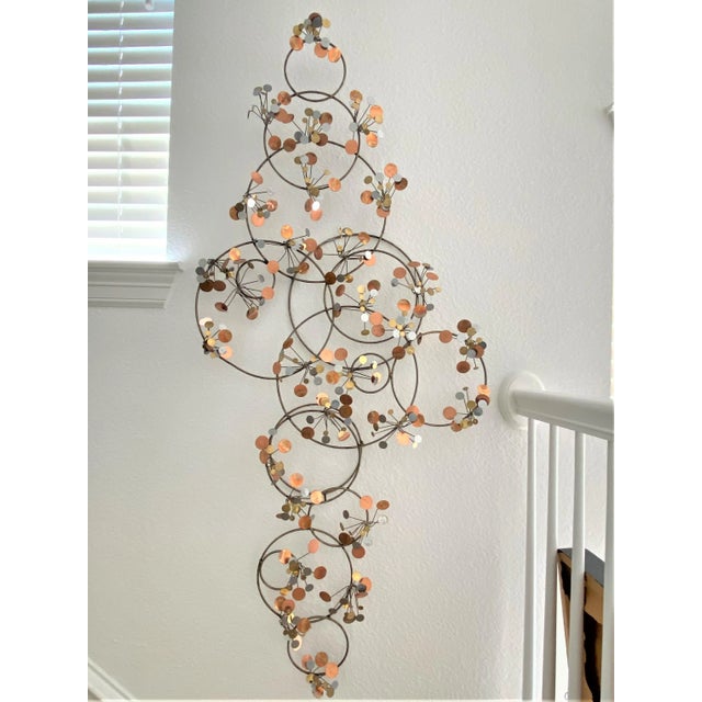 Mid-Century Modern Large Scale C. Jeré Copper, Chrome & Brass "Raindrops" Wall Art Sculpture Signed - #2 For Sale - Image 3 of 13
