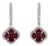 Shamrock Design Natural 3.94ct Ruby & Diamond Drop Hoop Earrings in 14k Gold- A Pair For Sale