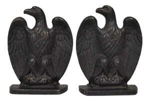 Mid 20th Century Cast Iron American Eagle Bookends - a Pair