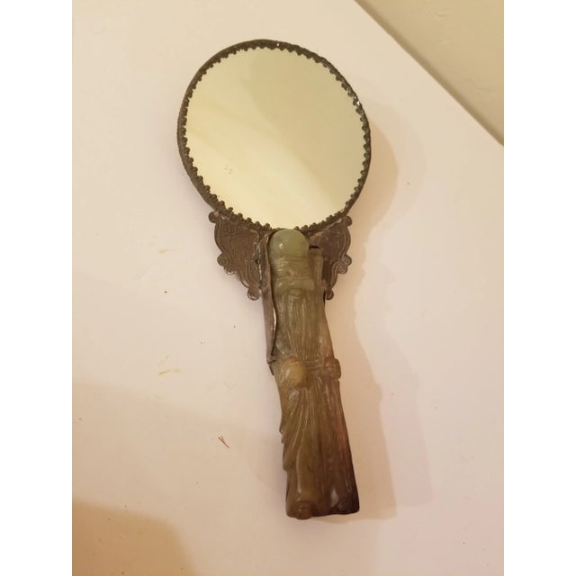 1920s Chinese Hand Mirror With Stone Handle For Sale - Image 12 of 12