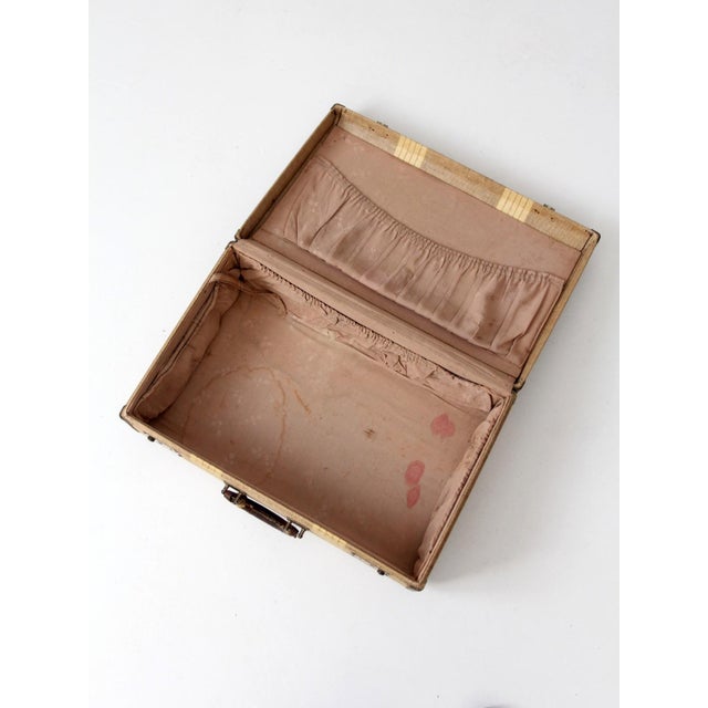 Textile Vintage 1930s Canvas Suitcase For Sale - Image 7 of 11