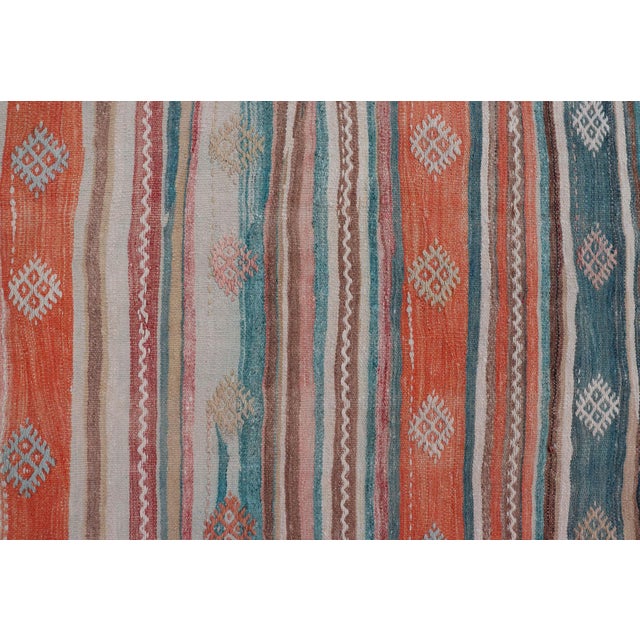Colorful Vintage Turkish Embroidered Kilim With Stripes and Geometric Motifs 5'5 X 10'4 For Sale - Image 11 of 14