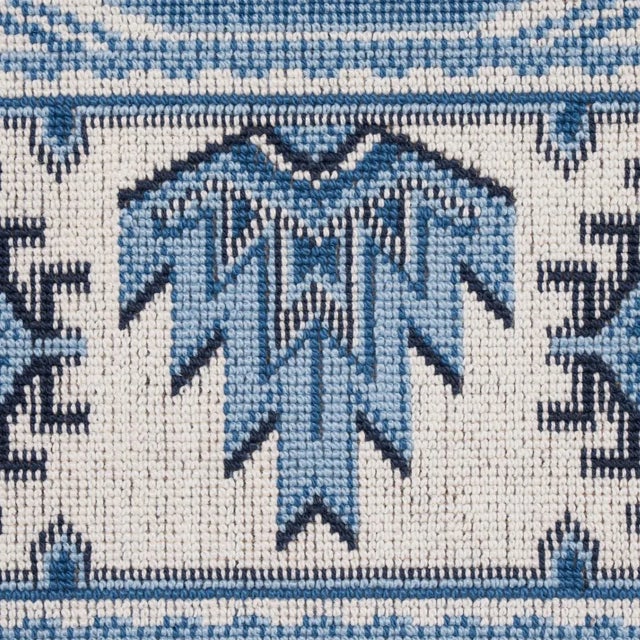 Schumacher SAMPLE - Schumacher Crowley Epingle Fabric In Blue For Sale - Image 4 of 5