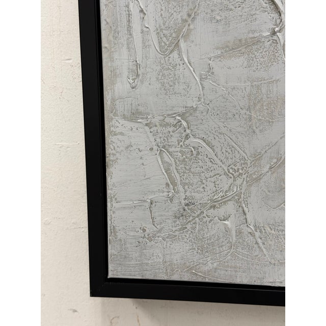 Abstract Textural Artwork of Tan + Metallic Silver, Framed For Sale - Image 12 of 12