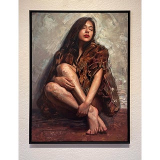 Remember When by Matt Talbert | Oil on panel Portrait of a seated woman with bare feet. For Sale