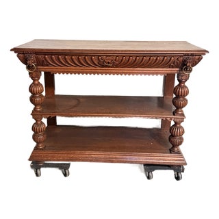 Antique 1860's Oak French Server For Sale