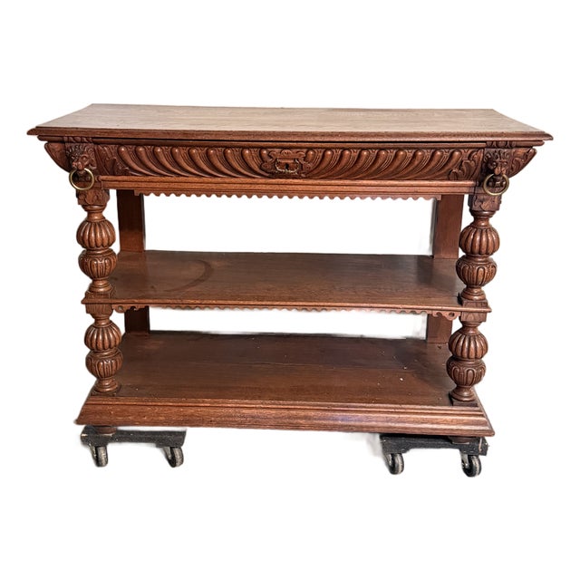 Antique 1860's Oak French Server For Sale