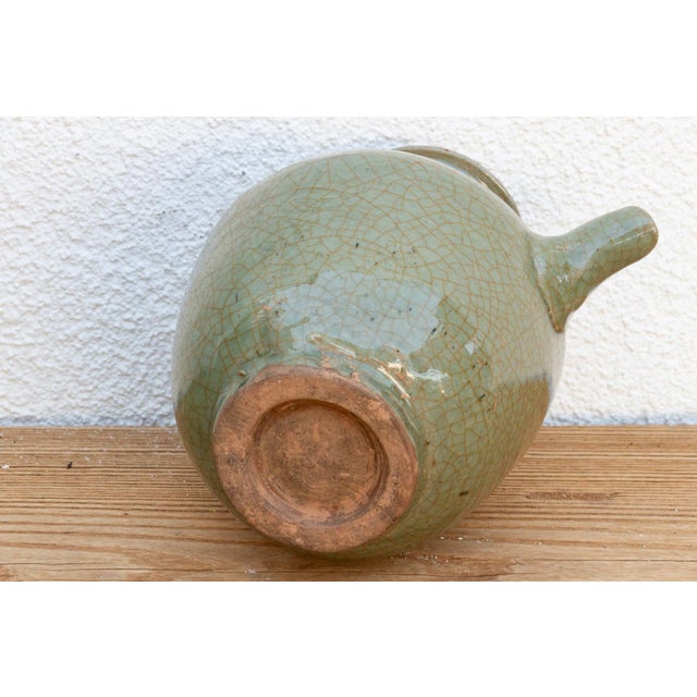 Ceramic Vintage Crackle Green Pottery Jug For Sale - Image 7 of 8