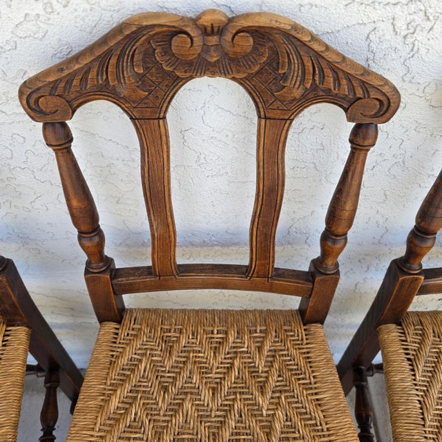 Antique 1800s Provençal Dining Chairs With Rope Seats Set of 4 For Sale - Image 4 of 18