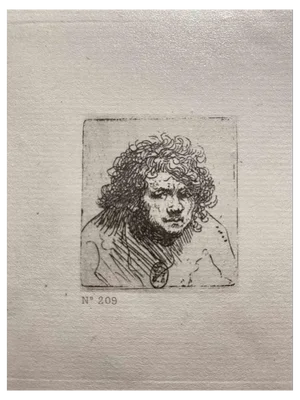 After Rembrandt, Self-Portrait Leaning Forward Bust, Etching, 19th Century