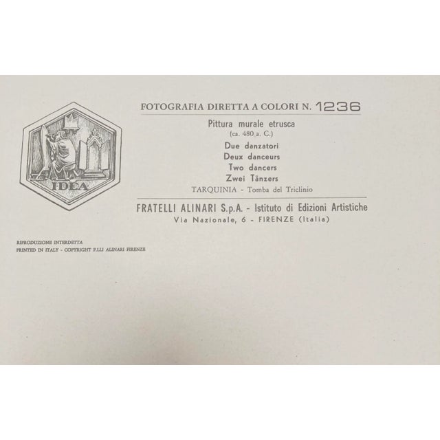 Fabulous vintage Italian wall fresco 1960’s art print with a male figure flute player. This print was printed in Italy.