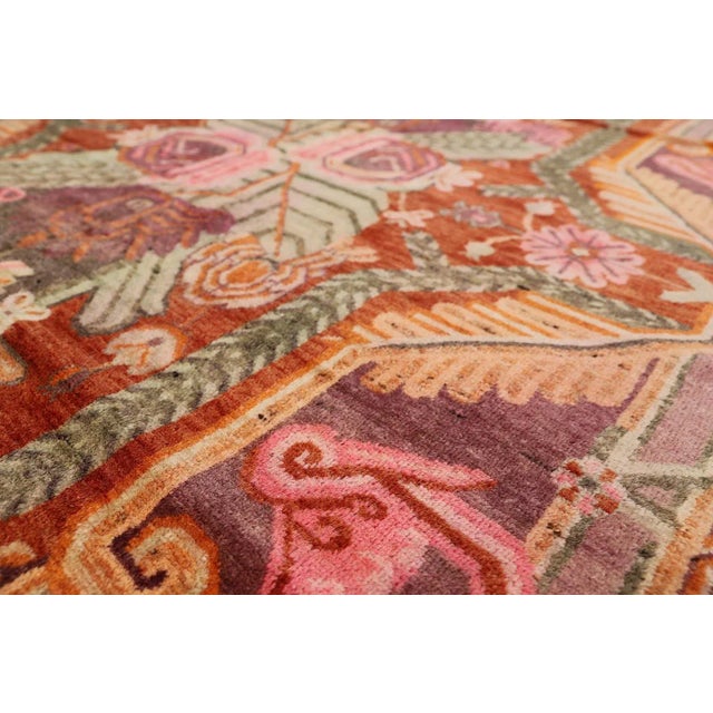 1940s Vintage Area Rug | Samarkand Rug | Floral Colorful Rug For Sale - Image 5 of 10