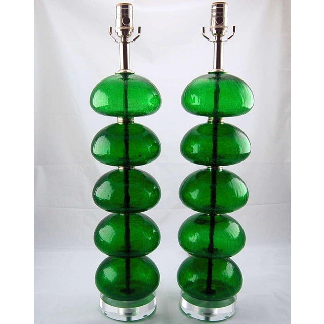 Murano Vintage Green Murano Glass Lamps For Sale - Image 4 of 9