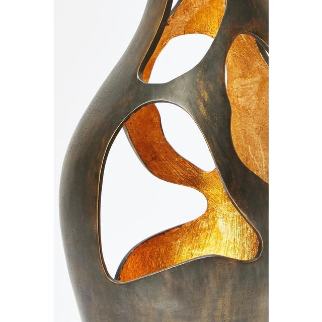 Unique bronze white gold leaf vase, "this is not a vase" by reda amalou design dimensions: ø 12 x h 45 cm. Vase or...