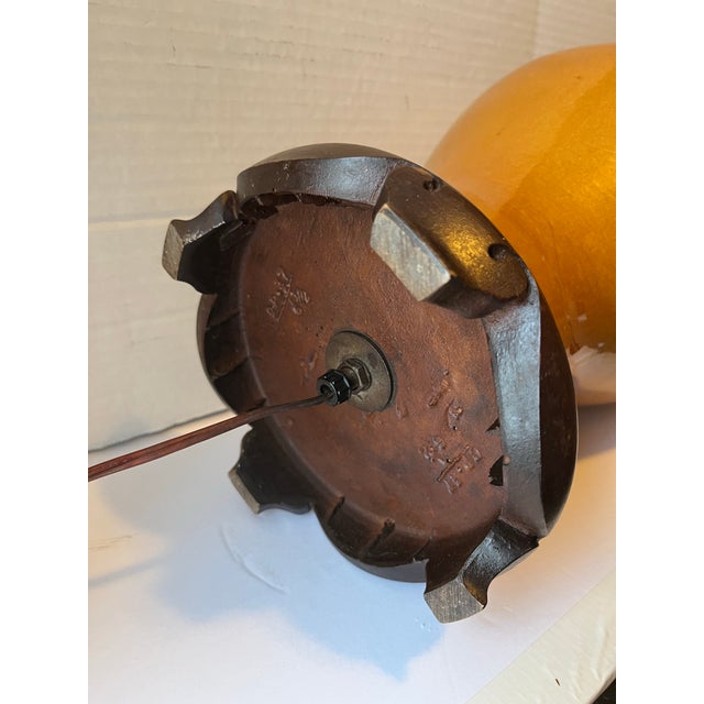 Saffron Amber Ceramic Ginger Jar Lamp For Sale - Image 8 of 9