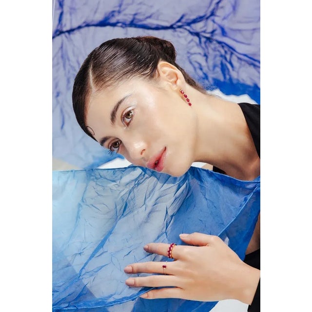 Art Deco 3.45 Ctw Natural Deep Red Ruby Dangle Earrings - 2 Pieces For Sale - Image 3 of 5