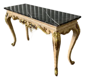 1980s Maitland Smith Louis XV Gilt Wood Console With Black Removable Marble
