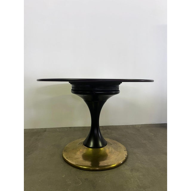 1950s Round Table in Mahogany and Brass, 1950 For Sale - Image 5 of 6