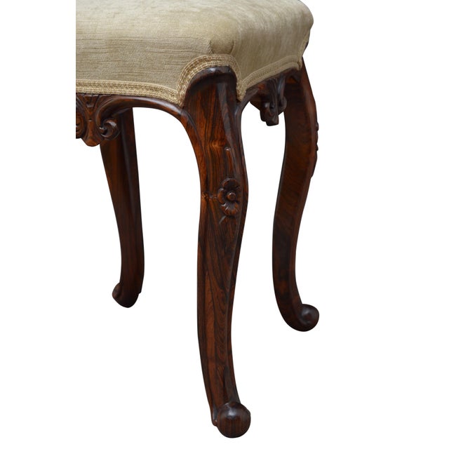 English Victorian Dressing Table Stool in Goncalo Alves Wood, 1860 For Sale - Image 4 of 8