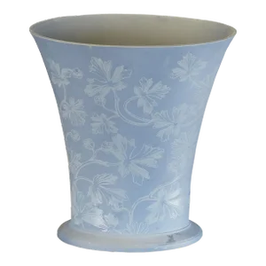 Mid 20th Century Wedgwood Interiors English Etched Floral Oval Footed Spray Vase